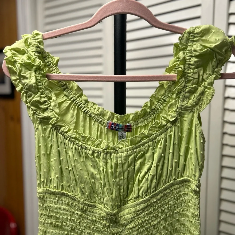 Nwot Rosie Smocked Square-Neck Lime Green Sundress - Picture 2 of 5